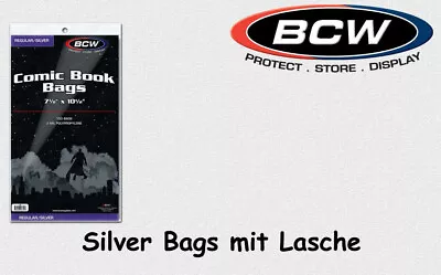 Buy BCW - 100 Silver - Comic Book Bags - Cases - With Tab NEW/ORIGINAL PACKAGING! • 4.89£