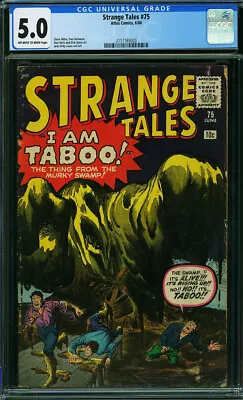 Buy Strange Tales #75 CGC 5.0 Atlas Marvel 1960 Pre Hero Jack Kirby Taboo N9 220 Cm • 368.11£