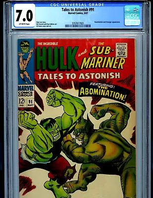Buy TalesTo Astonish #91 CGC 7.0 1967 Marvel Abomination Vs Hulk Amricons K66 • 194.49£
