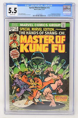 Buy Special Marvel Edition #15 Marvel 1973 CGC 5.5 1st App Of Shang-Chi , Fu Manchu • 194.15£