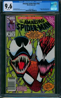 Buy Amazing Spider-Man #363 🌟 CGC 9.6 NEWSSTAND 🌟 CARNAGE Marvel Comic 1992 • 100.18£