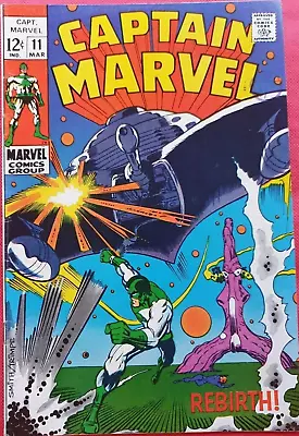 Buy CAPTAIN MARVEL 11 MARVEL SILVER AGE 1969 1st App Of Zo New Mar-Vell Superpowers • 24.99£