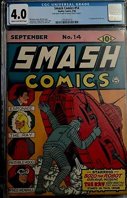 Buy Smash Comics #14 CGC 4.0 Golden Age Key Comic 1st Appearance Of The Ray • 1,359.06£