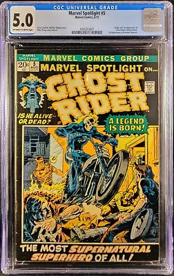 Buy Marvel Spotlight 5 CGC 5.0 Off White To White 1st Ghost Rider - Johnny Blaze • 1,885£