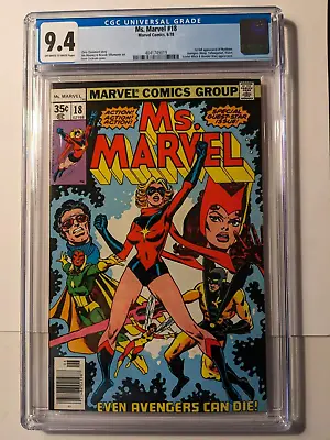Buy Ms. Marvel # 18 CGC 9.4 OW/W 1st Full App. Mystique, Avengers App. June 1978 • 225.22£