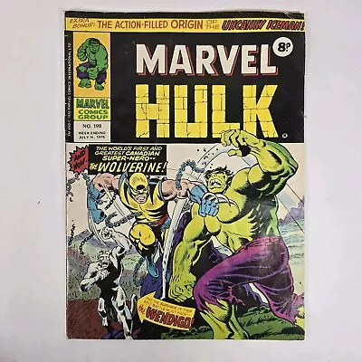 Buy Mighty World Marvel Hulk 198 UK 1976 Bronze Age Key Comic 1st Wolverine Hulk 181 • 199.99£