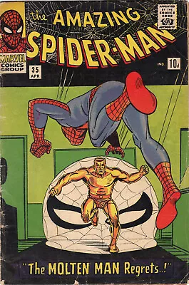 Buy Amazing Spider-Man 35 (1966): Mid Grade - Molten Man - Free/Low Shipping - Ditko • 47.95£