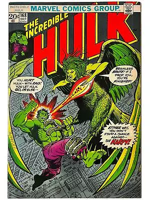 Buy Incredible Hulk #168 1st App Harpy (Betty Ross) 1973 VF- 7.5 • 36.69£