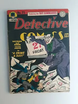 Buy Detective Comics 71 Golden Age Batman 1943 Joker Cover. Qualified  • 1,359.06£