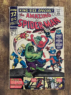 Buy Amazing Spider-Man Annual #3 - Avengers / Hulk App - Marvel 1966 • 7.38£