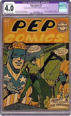 Buy Pep Comics #17 CGC 4.0 RESTORED 1941 4363900005 • 1,672.70£