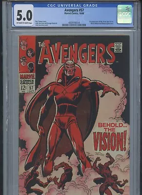 Buy Avengers #57 1968 CGC 5.0 (1st App Of Silver Age Vision)(Crack On Side Of Case) • 194.15£