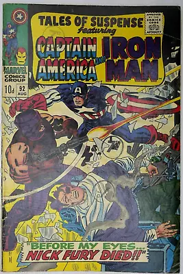 Buy Tales Of Suspense #92 Captain America Iron Man Marvel Comics (1967) • 14.95£