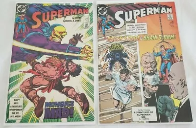 Buy 2 DC Superman Comics Monguls Mad 32 June 89 Racers Edge & Brain Storm 35 Sep 89 • 7.74£