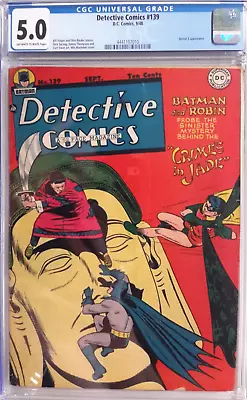 Buy 🦇detective Comics #139 Cgc 5.0*dc 1948*batman*doctor Z App*robin*crimes In Jade • 365£