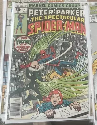 Buy Spectacular Spider-Man #4 (Marvel 1977) Peter Parker! Vs Vulture Cover! FN • 0.99£