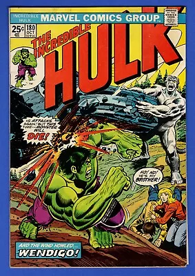 Buy INCREDIBLE HULK #180 ~ 1st Appearance WOLVERINE 1974 W/Value-Stamp Intact~ NICE! • 543.82£