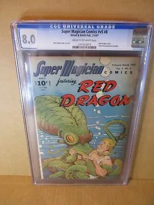 Buy Super Magician V5 #8 CGC 8.0 OCTOPUS GRABS RED DRAGON 1947 Street/Smith 2nd Best • 776.57£