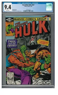 Buy Incredible Hulk #257 (1981) 1st Arabian Knight CGC 9.4 White Pages PX344 • 38.79£