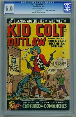 Buy Kid Colt Outlaw #11 - Cgc (6.0) - Origin Of Kid Colt - Ow/w Pages • 271.81£