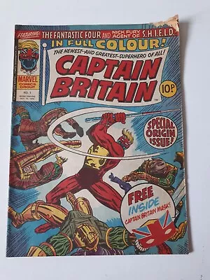 Buy Captain Britain # 1 1st Appearance 1976 Uk Magazine Marvel Comic Vg Weird One • 99.99£
