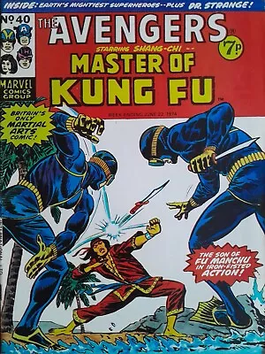Buy THE AVENGERS Starring Shang-Chi MASTER Of KUNG FU No.40 June 22nd 1974 Comic VGC • 7.99£