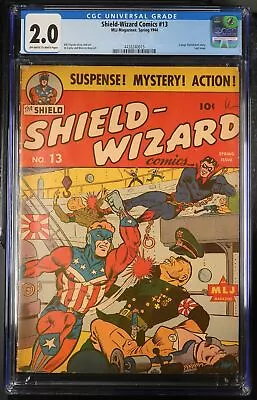 Buy Shield-Wizard Comics #13 CGC GD 2.0 Off White To White Japanese WWII War Cover! • 699.42£