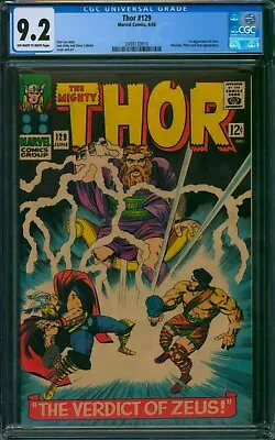 Buy Thor #129 ⭐ CGC 9.2 ⭐ 1st App Of ARES! Early Hercules Pluto & Zeus Marvel 1966 • 595.17£