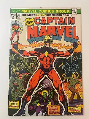 Buy Captain Marvel #32 1974 Marvel Key Issue Origin Of Drax Jim Starlin FN/VF • 13.58£