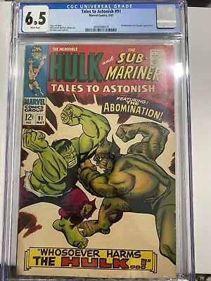 Buy Tales To Astonish 91 CGC 6.5 Classic Hulk Vs Abomination Marvel Silver • 101.14£