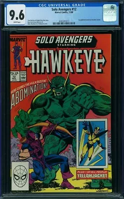 Buy Solo Avengers #12 CGC 9.6 White Pages Hawkeye/Yellowjacket Marvel Comics 11/1988 • 20.96£