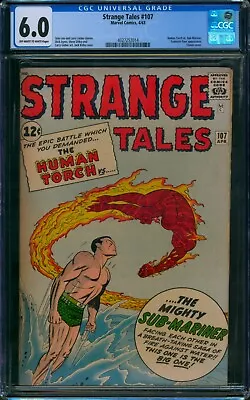 Buy Strange Tales #107 ⭐ CGC 6.0 ⭐ Human Torch Vs Sub-Mariner Silver Age Marvel 1963 • 407.72£