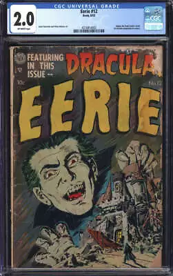 Buy Eerie #12 Cgc 2.0 Ow Pages // 1st Dracula Adaptation In Comics 1953 • 427.13£