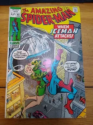 Buy The Amazing Spider-Man 92 When Iceman Attacks 1 Shilling Cover Price • 30£