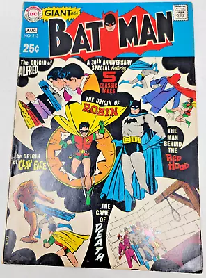 Buy BATMAN #213 1969 DC 8.5 Silver Age Origin Robin Red Hood Clayface Alfred G-61 • 100.18£