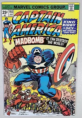 Buy Captain America #193 - Jack Kirby John Romita Cover Madbomb 1976 VF-/VF • 23.29£