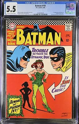 Buy Batman #181 CGC FN- 5.5 1st App. Of Poison Ivy! Dynamic Duo Trouble! DC Comics • 721.47£