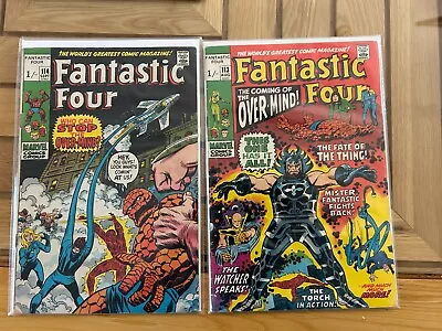 Buy Free P&P; Fantastic Four #113-114 , Aug 1971:  Coming Of The Over-Mind!  • 25£