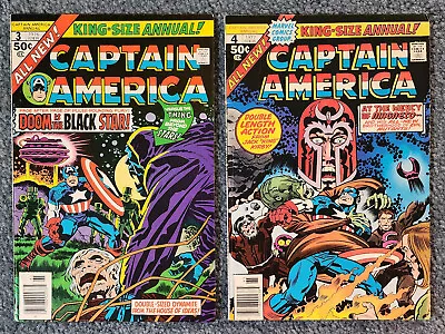 Buy Captain America King Sized Annual #3(VF-) + 4(FN+) Marvel 1976-77 Jack Kirby Art • 13.97£