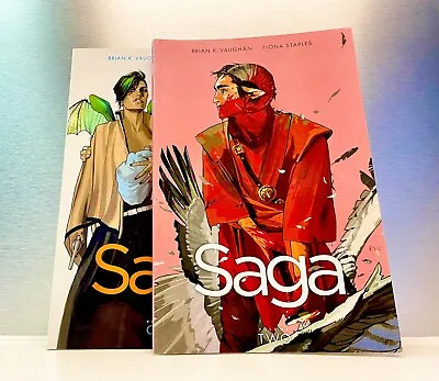 Buy Saga Vol 1 & 2 First Print TPB Trade Paperback Softcover Brian K. Vaughn Staples • 24.99£