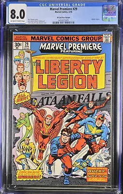 Buy Marvel Premiere #29, CGC 8.0 VF, 30 Cent Price Variant 1st App Liberty Legion • 90.86£