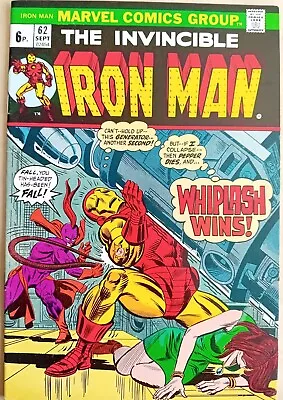 Buy Iron Man #62 - FN+ (6.5) - Marvel 1973 - 6p UK Price Variant - Vs Whiplash • 8.99£