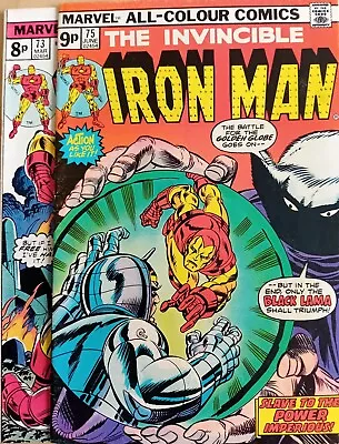 Buy Iron Man #73, 75 - FN- (5.5) - Marvel 1975 - 8p/9p UK Copies - Vs Crimson Dynamo • 7.50£