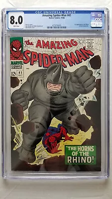Buy Amazing Spider-Man #41 CGC 8.0 VF    WHITE     1st Appearance Rhino • 1,242.57£