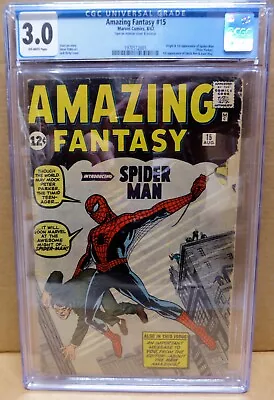 Buy Amazing Fantasy 15 Marvel Comics CGC 3.0 1st Appearance Spiderman • 22,500£