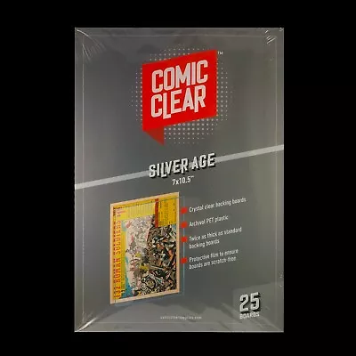 Buy 25-pack Of Crystal-Clear Comic Clear Backing Boards - Silver Age Size • 28£
