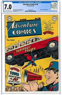 Buy Adventure Comics #138 CGC 7.0 FN/VFN 1949 Superboy Aquaman GoldenAge • 1,552.44£