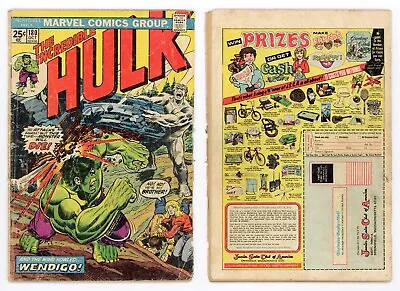 Buy Incredible Hulk #180 (FR/GD 1.5) 1st App WOLVERINE Wendigo *NO MVS* 1974 Marvel • 311.19£