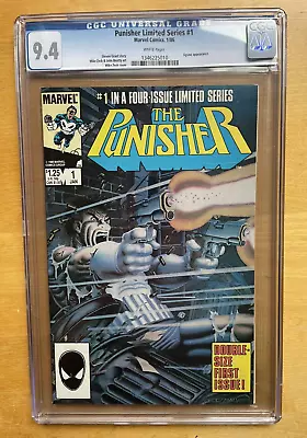 Buy The Punisher #1 CGC 9.4 NM (1986) Limited Series - 1st Solo Series! WHITE Pages! • 124.22£