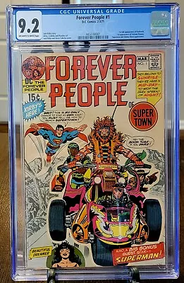 Buy Forever People #1 (1971) CGC 9.2 🔥KEY ISSUE🔥 1st App Darkseid JACK KIRBY COVER • 213.57£